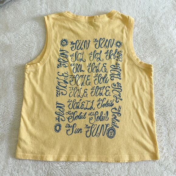 Mother Tank Women's Size S Yellow Blue "El Sol" The Sun 100% Cotton - Picture 3 of 8
